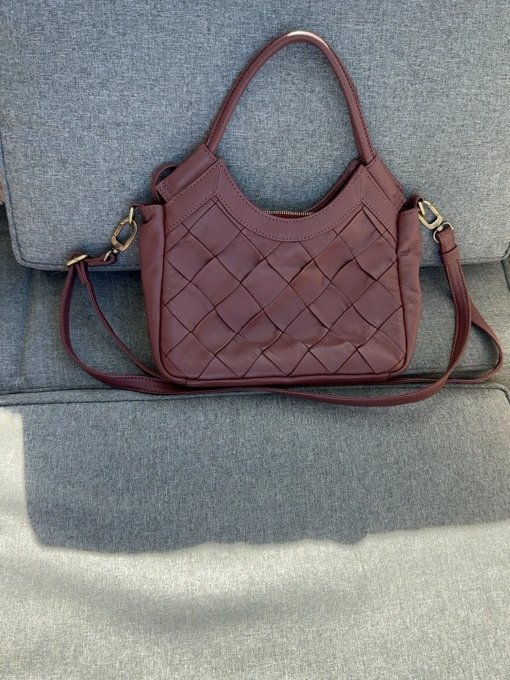HOBO Woven Shoulder Bag in Plum